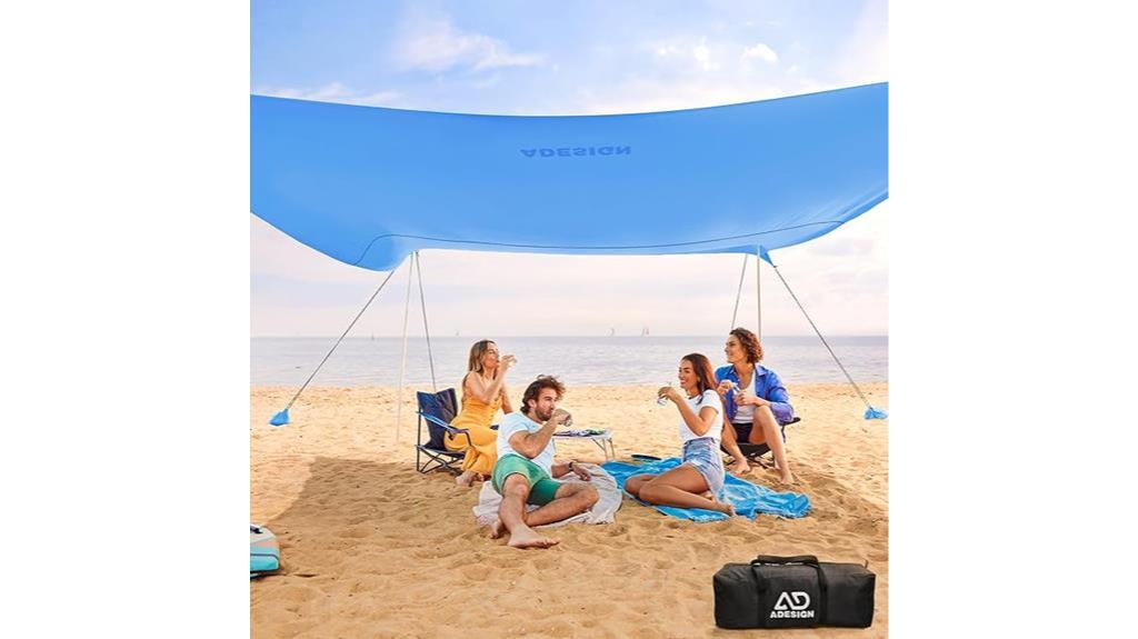 beach tent with sandbags