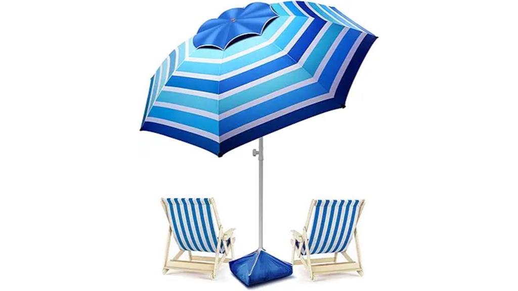 large beach umbrella with sand anchor and uv protection