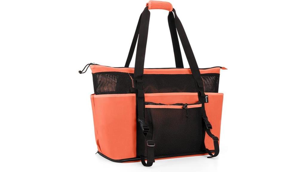 spacious mesh beach tote