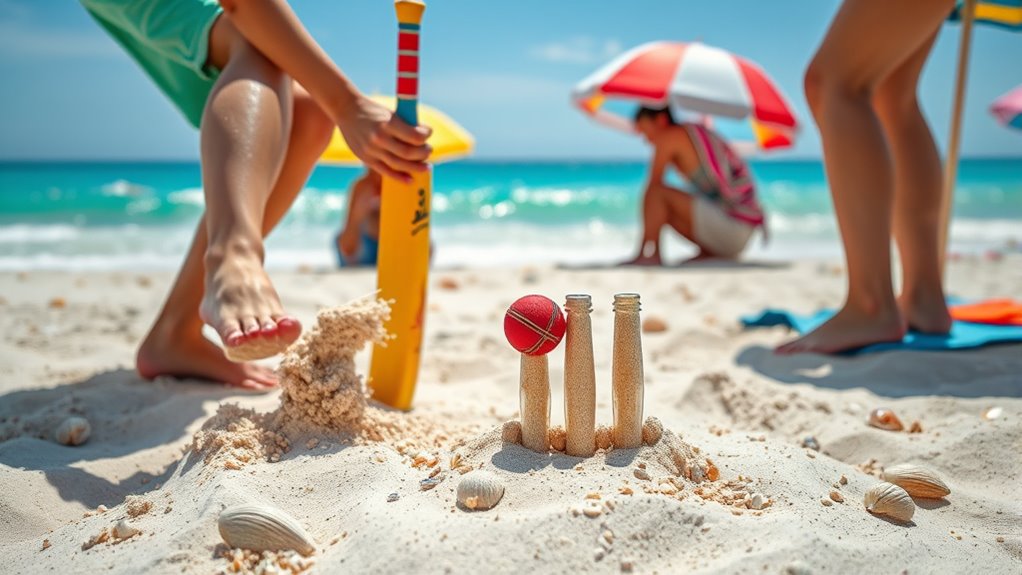 beach cricket rules equipment
