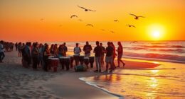 beach sunrise drum gathering