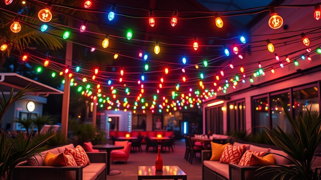 bright colorful string lighting