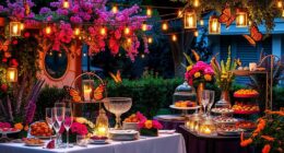 butterfly garden party setup