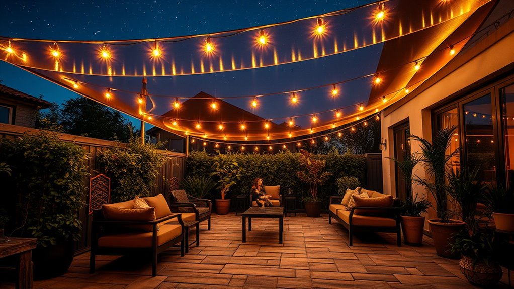 canopy lighting and greenery