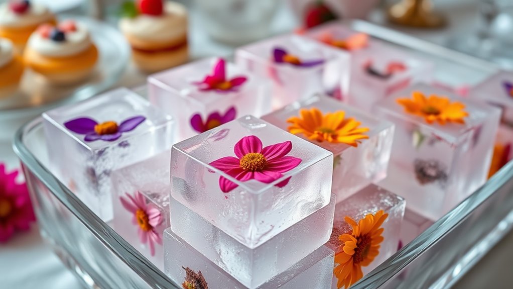 decorative edible floral ice