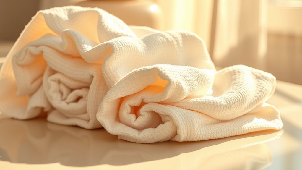 dry towels as sun reflectors