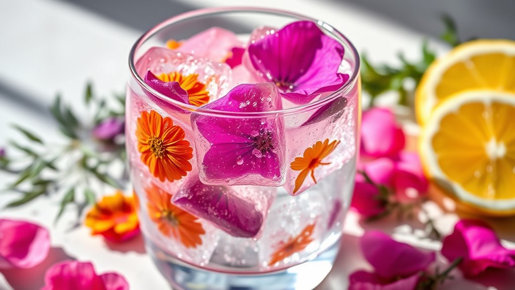 edible flower ice cubes
