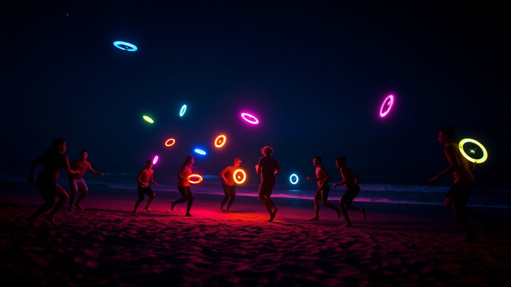 glowing nighttime frisbee fun