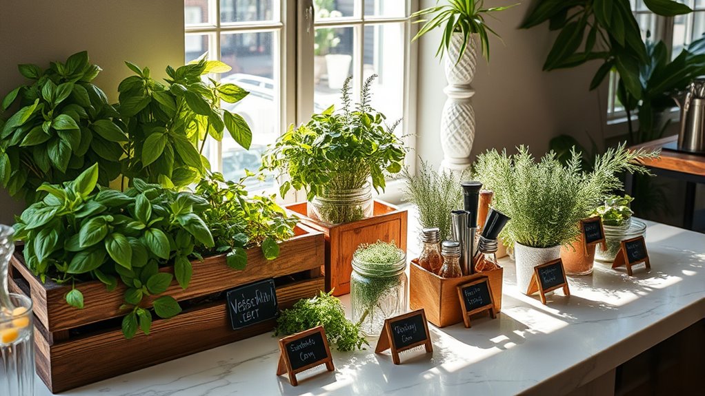 herbs enhance bar decor