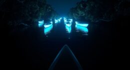 night tour with glowing paddles