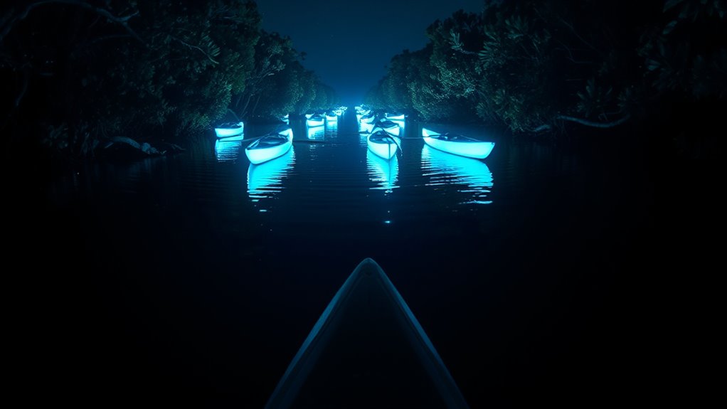 night tour with glowing paddles