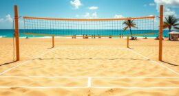 regulation beach volleyball setup