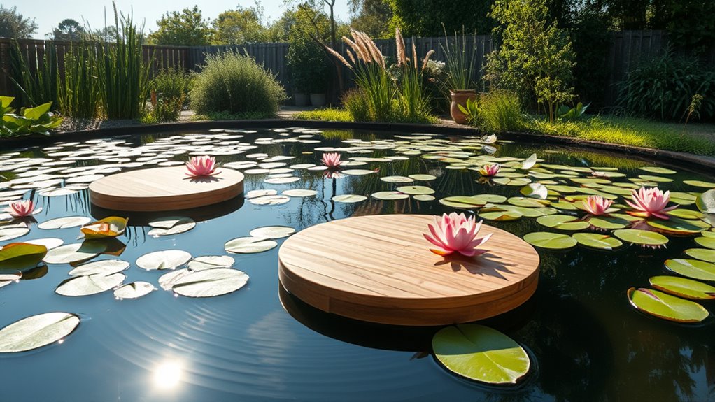 backyard pond meditation platforms