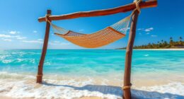 beach hammock floating setup