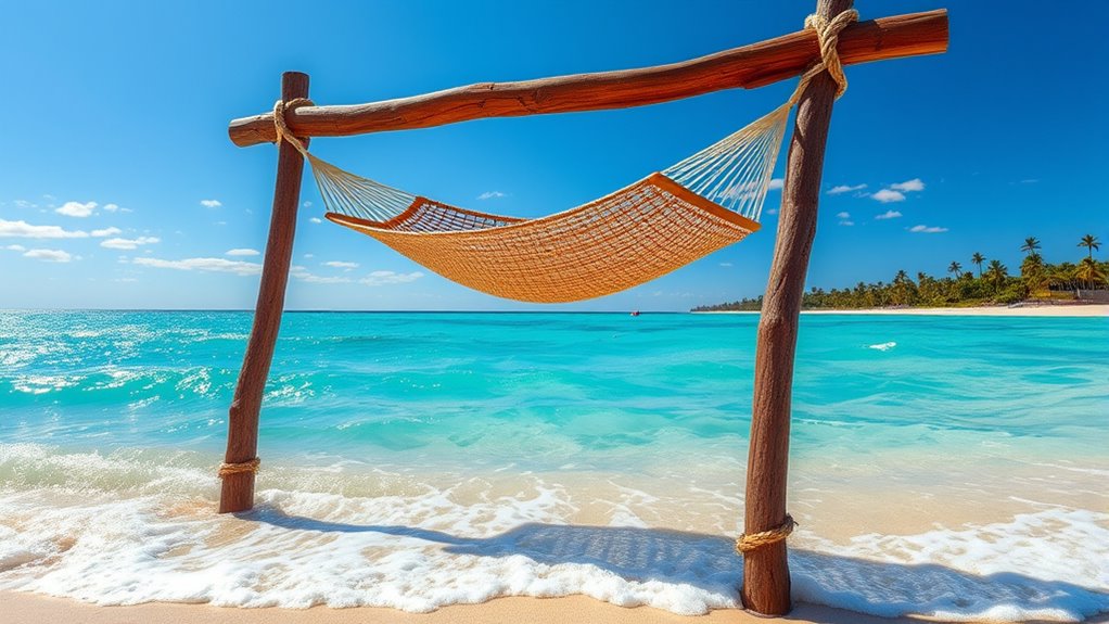 beach hammock floating setup