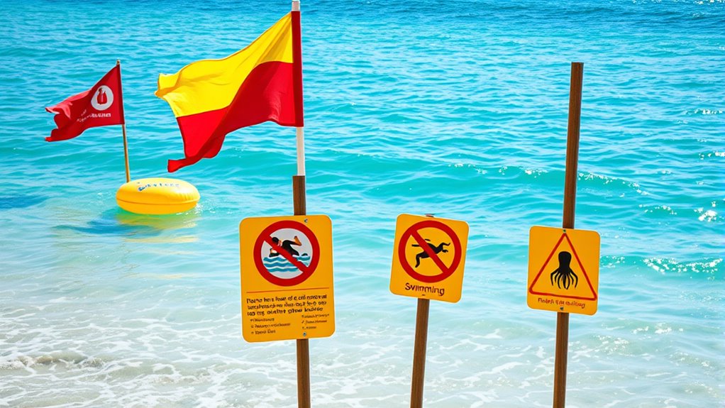 beach safety flags and signs