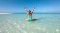 floating beach yoga poses
