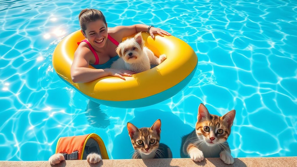 floating safely with pets