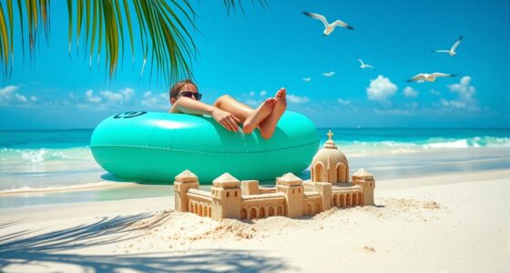 sculpting sand castles while floating