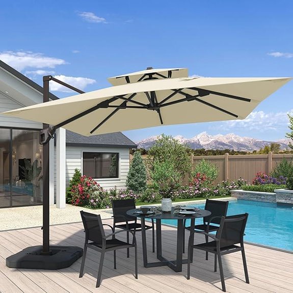 10x10 FT Cantilever Patio Umbrella with Tilt & Rotation