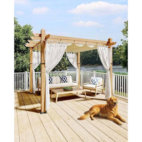10x10 ft Outdoor Pergola with Retractable Canopy