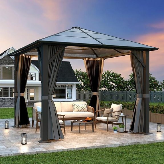 10x10FT Outdoor Gazebo with Polycarbonate Roof