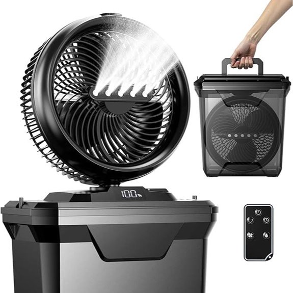Koonie 10-Inch Camping Misting Fan with Remote