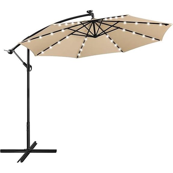 Yaheetech 10FT Solar Offset Umbrella with LED Lights