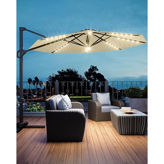 GarveeLife 10ft Cantilever Umbrella with Solar LED
