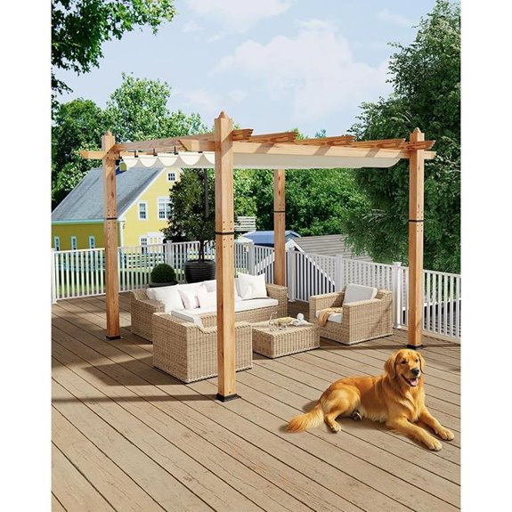 10x10 Ft Outdoor Pergola with Retractable Canopy