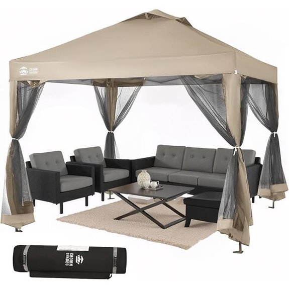 CROWN SHADES 10x10 Pop-up Canopy with Mosquito Net