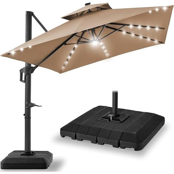 Best Choice 10x10ft Cantilever Patio Umbrella with Lights