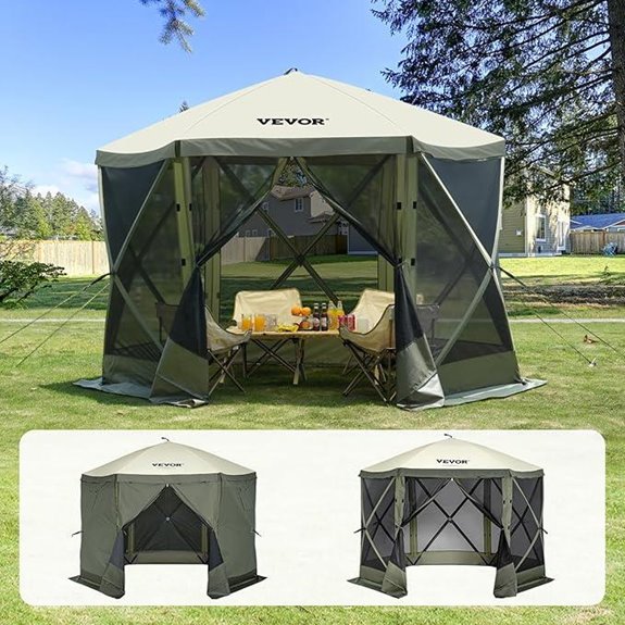 VEVOR 10x10ft Pop Up Gazebo Screen Tent with Mosquito Net