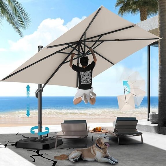Hotime 10x10ft Cantilever Patio Umbrella with 360° Rotation