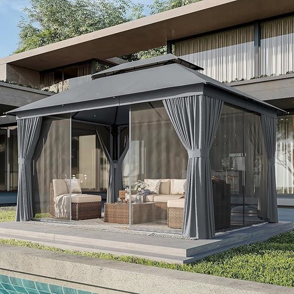 AOXUN 10x12 Outdoor Gazebo with Mosquito Net