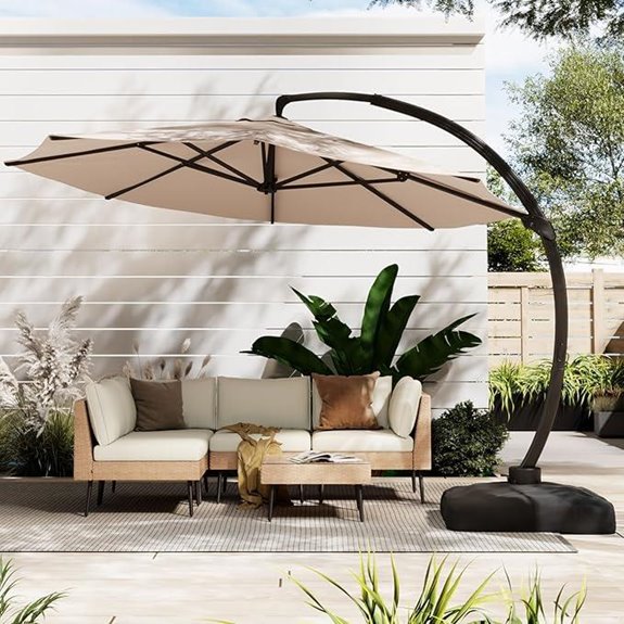 ENSTVER 11FT Cantilever Patio Umbrella with Base
