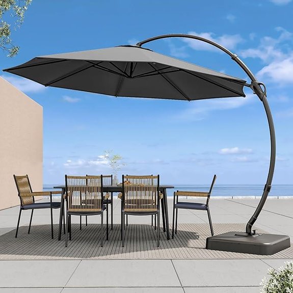 LAUSAINT HOME 11FT Outdoor Cantilever Umbrella with Base