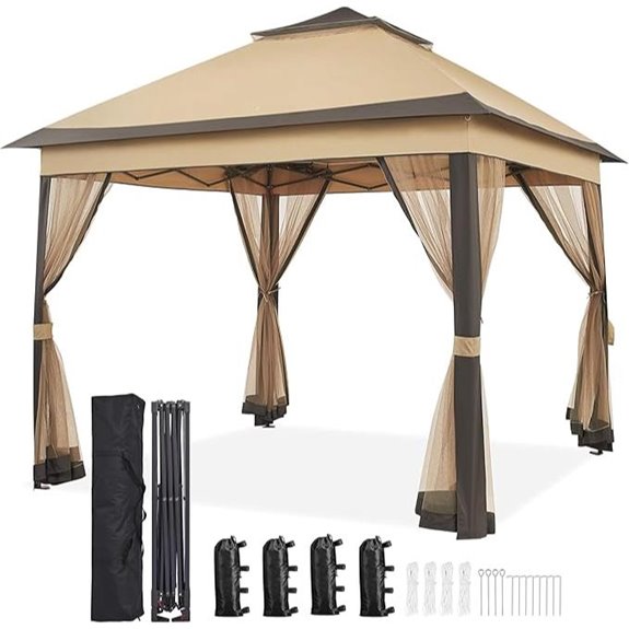 Yaheetech 11x11 Pop Up Garden Gazebo with Mesh