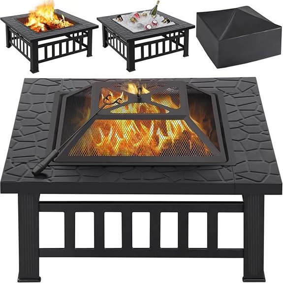 Yaheetech 32in Metal Fire Pit Table for Outdoors