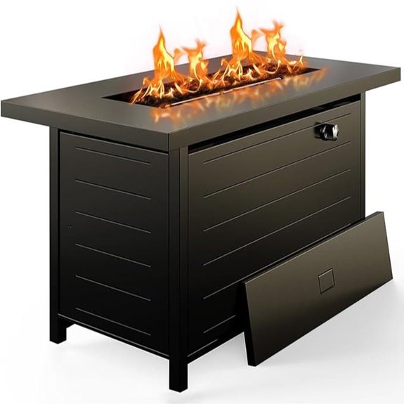 Ciays 42 Inch Gas Fire Pit Table with Lava Rock