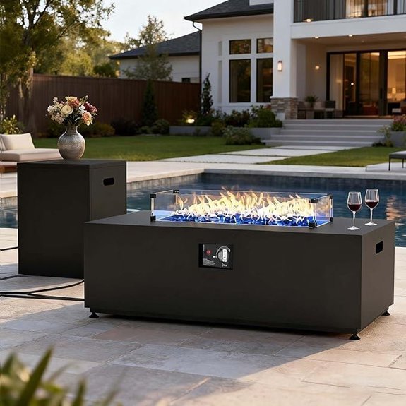 LayinSun 42-Inch Outdoor Propane Fire Pit with Cover