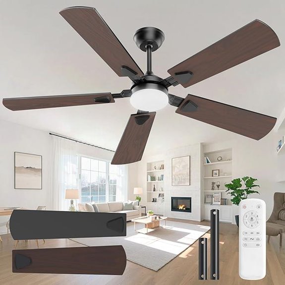 Modern 52-Inch Ceiling Fan with Lights & Remote