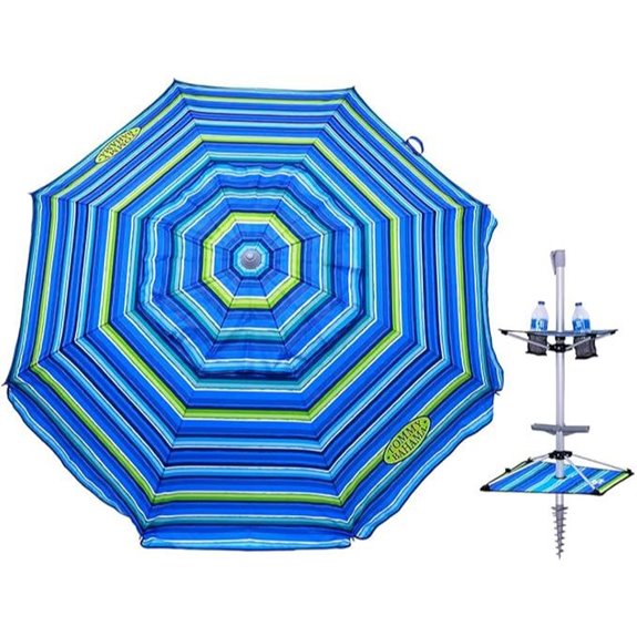 Tommy Bahama 7 ft Fiberglass Beach Umbrella for Sand with Integrated Anchor