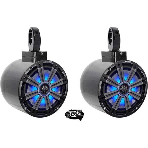 (2) Kicker KM8 8 LED 360 Swivel Black Aluminum Wakeboard Tower Speakers