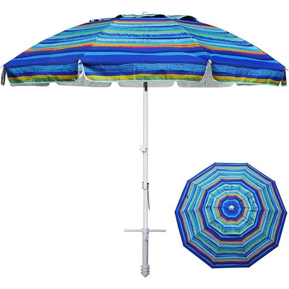 AMMSUN 8ft Beach Umbrella with Sand Anchor