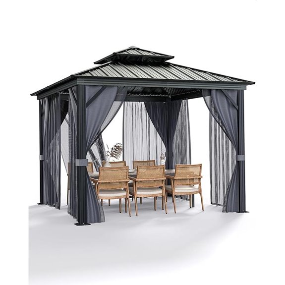 GarveeHome 8x8 Hardtop Gazebo with Mosquito Net