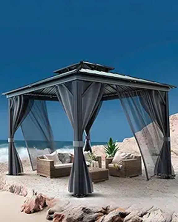 GarveeLife 8x8 Hardtop Gazebo with Mosquito Net