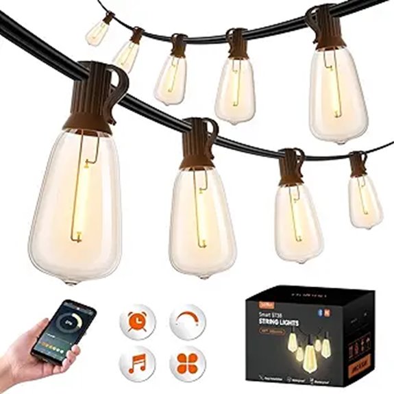 addlon 96FT Dimmable Outdoor String Lights with App Control