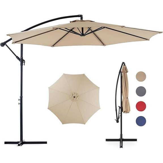 Sweetcrispy 9.8FT Offset Patio Umbrella with UV Protection