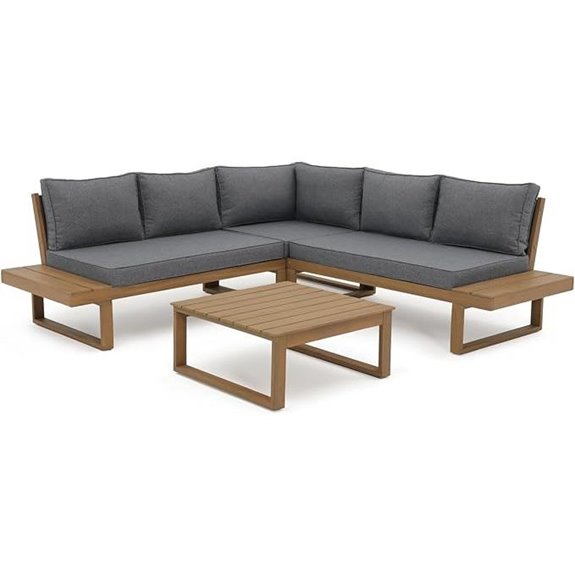 Soleil Jardin 4-Piece Acacia Outdoor Sectional Set